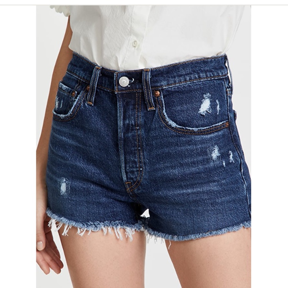 New Levi 501 high-rise distressed denim shorts